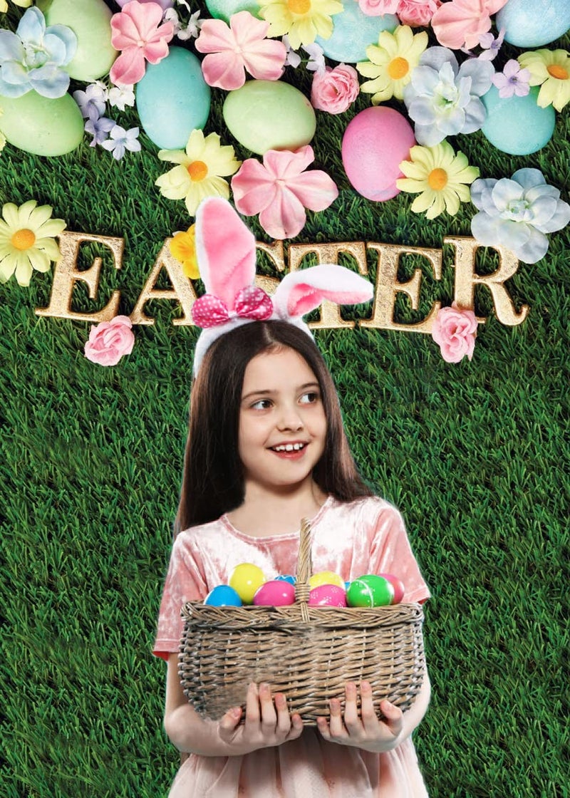 Dudaacvt 5x7ft Happy Easter Backdrops Easter Colorful Eggs Backdrop Children Kids Adult Easter Party Decorations Banner - Image 2
